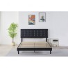 Pat Tapitat Catifea, Somiera Inclusa, Negru, Fara Saltea cod 6610