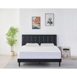 Pat Tapițat Premium Catifea 140/160x200 cm, Somiera Inclusa, Negru, Fara Saltea