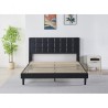 Pat Tapitat Catifea, Somiera Inclusa, Negru, Fara Saltea cod 6230