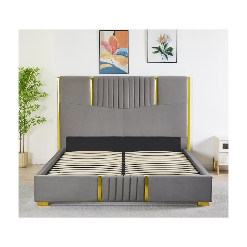 Pat Tapițat Premium Catifea 160x200 cm, Somiera Inclusa, Gri Petrol, Fara Saltea cod LB-215 Pat Tapițat Premium Catifea 160x200 cm, Somiera Inclusa, Gri Petrol, Fara Saltea cod LB-215
