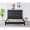 Pat Tapitat Catifea, cu Iluminare LED, Somiera Inclusa, Negru, 160x200cm, Fara Saltea, cod FB-18