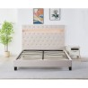 Pat Tapitat Catifea, cu Iluminare LED, Somiera Inclusa, Bej, 160x200cm, Fara Saltea, cod FB-18