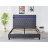 Pat Tapitat Catifea, cu Iluminare LED, Somiera Inclusa, Gri Inchis, 160x200cm, Fara Saltea, cod FB-18